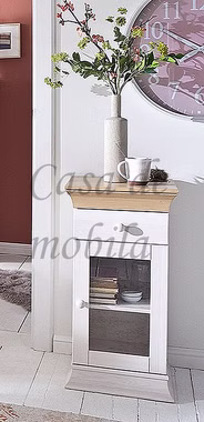 kommode mit galstür glasschrank Vitrine massivholz 40x80x40cm BOSTON Kiefer massiv 2farbig weiß gelaugt casademobila kommode mit galstür glasschrank Vitrine massivholz 40x80x40cm BOSTON Kiefer massiv 2farbig weiß gelaugt casademobila