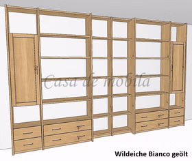 Büroregal bibliothek Bücherregal Bücherwand holz CONTRA Wildeiche massiv Bianco geölt casademobila