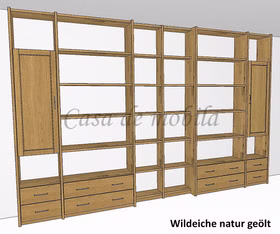 bibliothek regal Büroregal Bücherregal Bücherwand holz CONTRA Wildeiche massiv natur geölt casademobila