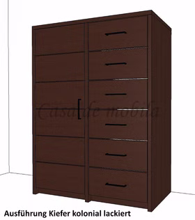 Massivholz Hochkommode CONTRA Kiefer massiv Cuba kolonial Dunkelbraun lackiert casademobila Goslar