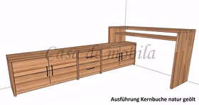 Massivholz TV-Lowboard mit schreibtisch aufsatz CONTRA 220x77x134cm kernbuche massiv natur geölt Casa de mobila Goslar Massivholz TV-Lowboard mit schreibtisch aufsatz CONTRA 220x77x134cm kernbuche massiv natur geölt Casa de mobila Goslar