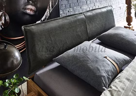 Bett MODERN SLEEP Kopfteil 7 Leder anthrazit Wildeiche geölt Bett MODERN SLEEP Kopfteil 7 Leder anthrazit Wildeiche geölt