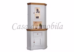 Eck-Vitrine 2-teilig 104x214x63 cm Kiefer weiß gewachst