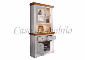Buffetschrank I 109x214x42cm FLAIR Kiefer weiß eichefarben geölt Küchenschrank schmal landhaus FLAIR Kiefer massiv weiß eichefarben gelaugt geölt Casa de mobila Goslar
