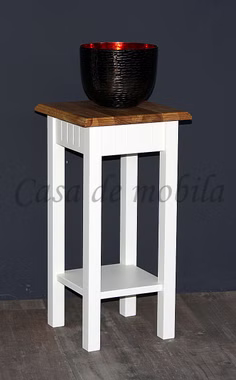 Massivholz Nachttisch mit Ablage Landhaus Höhe 60 cm NORDIC HOME Kiefer massiv weiß holzplatte Wildeiche geölt casademobila