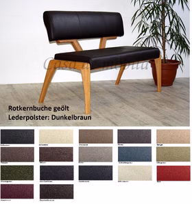Sitzbank NYON mit Lederpolster Rotkernbuche Massivholz geölt Bank Leder rot blau schwarz creme grün braun Sitzbank NYON mit Lederpolster Rotkernbuche Massivholz geölt Bank Leder rot blau schwarz creme grün braun