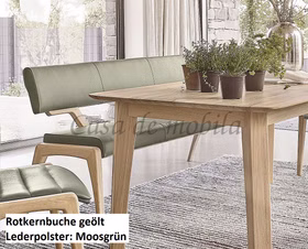 Küchenbank NYON mit Lederpolster Rotkernbuche massiv geölt Polsterbank grün moosgrün Casademobila Goslar Küchenbank NYON mit Lederpolster Rotkernbuche massiv geölt Polsterbank grün moosgrün Casademobila Goslar