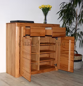 Echtholz Flurschrank mit Holzgriffe 2türig HORIZONT 102x94x40cm Kernbuche massiv natur geölt Casa de mobila Goslar