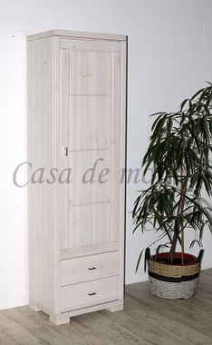 Massivholz Hochschrank Flurschrank 2 er Set GULDBORG 118x204x43cm Kiefer massiv weiß lasiert Casa de mobila Goslar