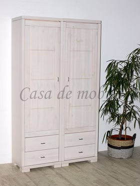 Massivholz Büroschränke 2 er Set GULDBORG 118x204x43cm Kiefer massiv weiß lasiert Casa de mobila Goslar