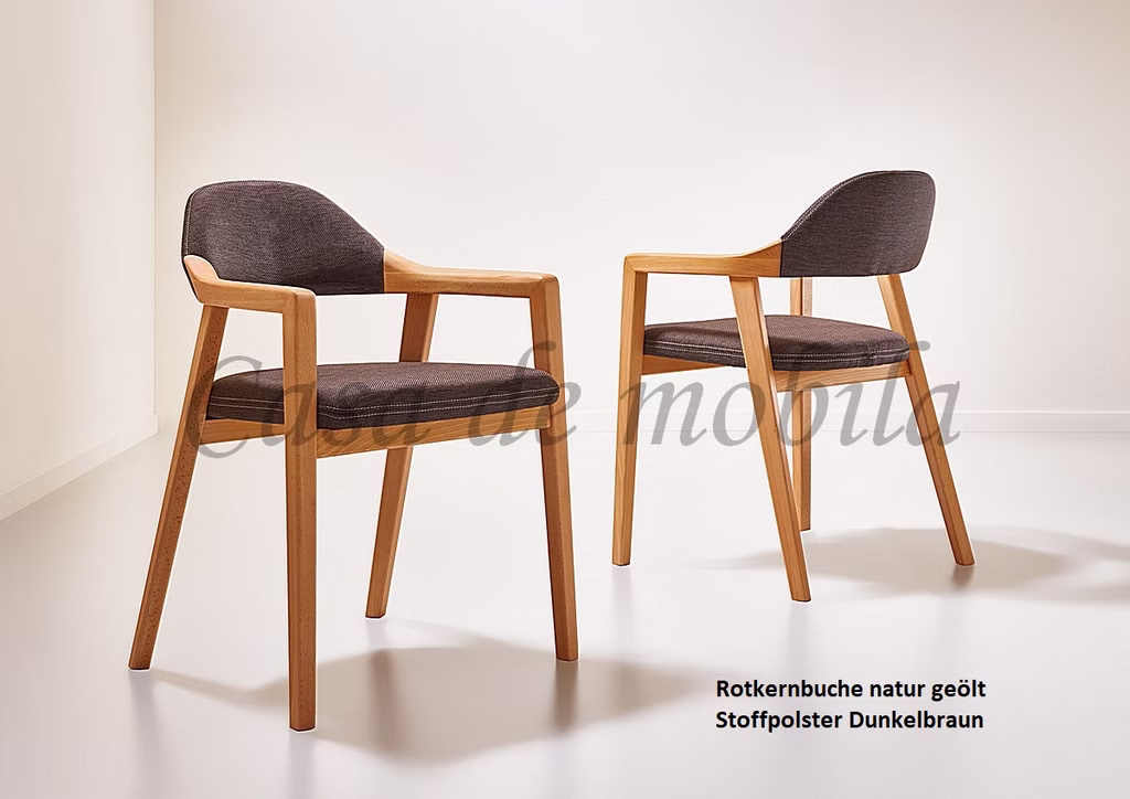 Armlehnenstuhl LINA 60x83x51cm Buche, Eiche, Nussbaum massiv geölt Stoffpolster