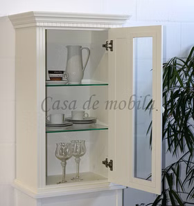 Hängevitrine 60x98x38cm KOPENHAGEN Fichte massiv altweiß lackiert Hängevitrine 60x98x38cm KOPENHAGEN Fichte massiv altweiß lackiert