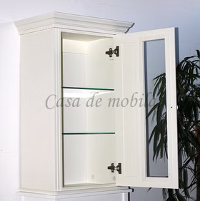 Hängevitrine 60x98x38cm KOPENHAGEN Fichte massiv altweiß lackiert Hängevitrine 60x98x38cm KOPENHAGEN Fichte massiv altweiß lackiert