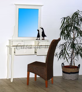 Massivholz Schminktisch mit spiegel SEBY Fichte massiv altweiß landhausstil
