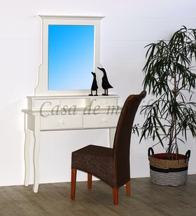 Schminktisch 110x180x38cm SEBY Fichte massiv altweiß lackiert