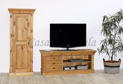 Wohnwand 2teilig 209x163x45cm BERGEN Kiefer massiv gelaugt geölt Casa de mobila Goslar