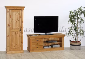Wohnwand 2teilig 209x163x45cm BERGEN Kiefernholz gelaugt geölt Wohnwand 2teilig 209x163x45cm BERGEN Kiefer massiv gelaugt geölt Casa de mobila Goslar