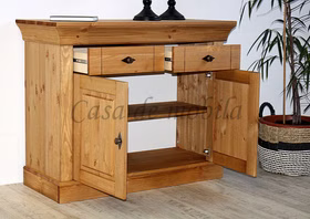 Wohnwand 2teilig 173x163x45cm BERGEN Kiefer gelaugt geölt Anrichte 2 türig und 2 schubladen BERGEN Kiefer massiv gelaugt geölt Casa de mobila Goslar