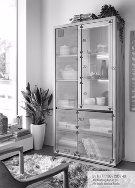 Vitrine Highboard 103x205x40 cm Wildeiche geölt Vitrine Highboard 103x205x40 cm Wildeiche geölt
