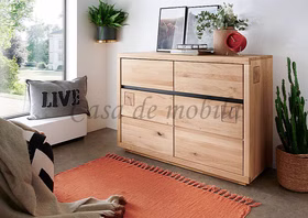 Massivholz Sideboard mit Stirnholz CENTRO 120x85x40cm Wildeiche massiv natur geölt Casa de mobila Goslar