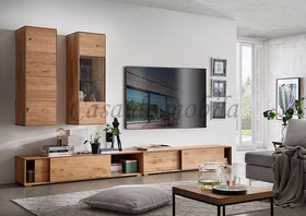 Massivholz Wandschrank mit glastür hängend MADERA 40x123x41cm Wildeiche massiv natur geölt, 1035460311 Casa de mobila Goslar