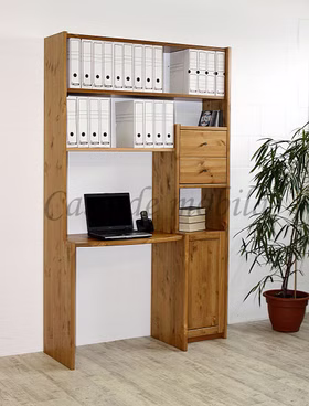 Massivholz Standregal mit schreibtisch 134x217x51/33cm CONTRA kiefer massiv Honigfarben lackiert Casa de mobila Goslar Massivholz Standregal mit schreibtisch 134x217x51/33cm CONTRA kiefer massiv Honigfarben lackiert Casa de mobila Goslar