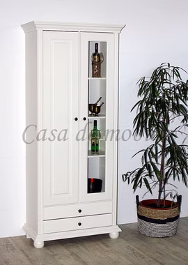 Wohnwand 306x203x48cm KOPENHAGEN 3teilig Fichte massiv altweiß lackiert Wohnwand 306x203x48cm KOPENHAGEN 3teilig Fichte massiv altweiß lackiert