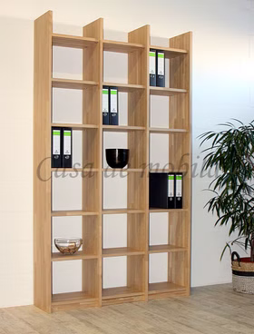Massivholz Bücherwand 136x236x33cm CONTRA Eiche massiv weiss Bianco Casa de mobila Goslar