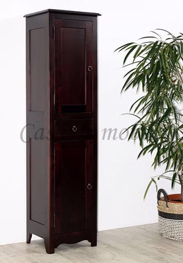 Wäscheschrank schmal DECOR Pappel massiv dunkelbraun wengefarben lackiert Casa de mobila Goslar