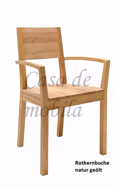 Stuhl mit Armlehnen SILENT I 58x90x55cm Kernbuche massiv natur geölt Casa de mobila Goslar