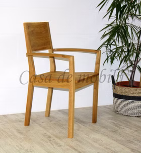 Holzstuhl mit Armlehnen SILENT I 58x90x55cm Rustikale Asteiche massiv natur geölt Casa de mobila Goslar