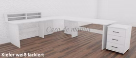 Massivholz Eck-Schreibtisch CONTRA 264x74/97x229cm kiefer massiv weiss lackiert Casa de mobila Goslar Massivholz Eck-Schreibtisch CONTRA 264x74/97x229cm kiefer massiv weiss lackiert Casa de mobila Goslar