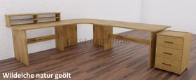 Massivholz Eck-Schreibtisch CONTRA 264x74/97x229cm Wildeiche massiv natur geölt Casa de mobila Goslar Massivholz Eck-Schreibtisch CONTRA 264x74/97x229cm Wildeiche massiv natur geölt Casa de mobila Goslar