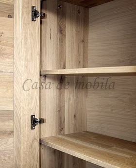 Schrank innen 71x203x40cm HORIZONT Wildeiche massiv Bianco geölt links Casa de mobila Goslar