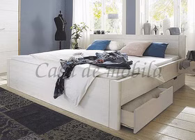 Schubladenbett 140x200x45cm RAUNA Kiefer weiß lasiert Massivholz Schubkastenbett 140x200 cm RAUNA Kiefer massiv weiß lasiert casademobila