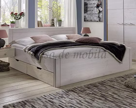 Schubladenbett 140x200x45cm RAUNA Kiefer weiß lasiert Massivholz Schubladenbett 140x200 cm RAUNA Kiefer massiv weiß lasiert casademobila