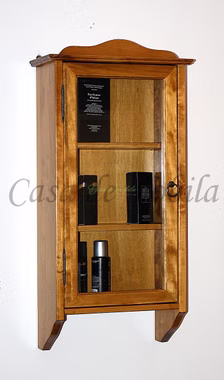 Hängevitrine 38x77x18cm DECOR Pappel massiv honigfarben lackiert Massivholz Hängeschrank 38x77x18cm DECOR Pappel massiv honigfarben lackiert casa de mobila Goslar
