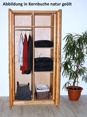 Massivholz Garderobenschrank 94x197x61cm Stuttgart 2türig Wildeiche massiv geölt casa de mobila Goslar