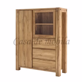 Massivholz geschirrschrank mit Wuchsrissen 119x155x45cm WOODSTOCK Wildeiche massiv natur geölt Casa de mobila Goslar