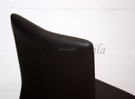 Polsterstuhl 45x92x59cm CARLA1 Lederbezug Beine Edelstahl gebürstet Stuhl Carla mit metallbeinen und braunem lederpolster