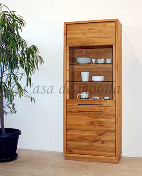 Vitrine schmal links SOUL 75x195x42cm Rustikal Wildeiche geölt Vitrinenschrank mit holzsockel SOUL 75x195x42cm Rustikal Asteiche massiv geölt Casademobila Goslar