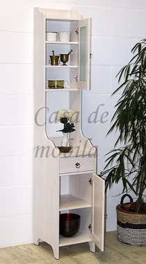 Schmale schrank COUNTRY 35x198x42cm Kiefer massiv weiß lasiert Casa de mobila Goslar