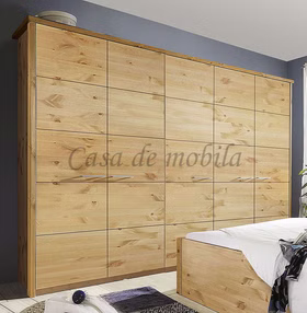 Massivholz Kleiderschrank 264x224x62cm HAMBURG 5türig Kiefer massiv eichefarben gelaugt geölt Casa de mobila Goslar
