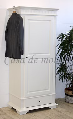 Schrank 90x205x58cm DAHLIA 1türig Fichte massiv altweiß lackiert Schrank 90x205x58cm DAHLIA 1türig Fichte massiv altweiß lackiert
