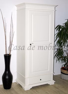 Schrank 90x205x58cm DAHLIA 1türig Fichte massiv altweiß lackiert Schrank 90x205x58cm DAHLIA 1türig Fichte massiv altweiß lackiert
