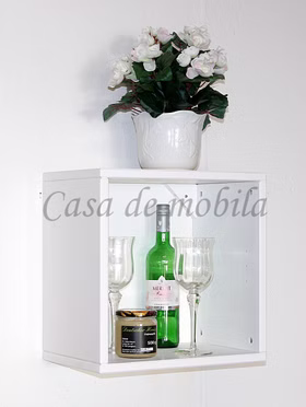 Massivholz regal hängend TOM 39x39x26cm Fichte massiv weiß gewachst Casa de mobila Goslar