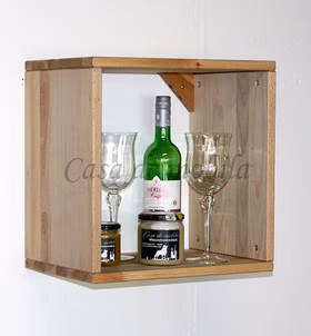 Massivholz Hängende küchenregale TOM 39x39x26cm Kernbuche massiv natur geölt, 7230KB-01 Casa de mobila Goslar