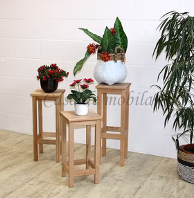 Massivholz Blumenhocker 3Er Set 65/75/85cm ANTON Kernbuche massiv natur geölt Casa de mobila Goslar
