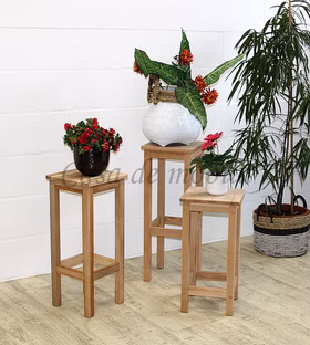 Massivholz Blumentische 3Er Set 65/75/85cm ANTON Kernbuche massiv natur geölt Casa de mobila Goslar