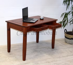 Schreibtisch mit schubladen 110x80x64cm DECOR Massivholz kirschfarben lackiert von Casademobila Goslar
